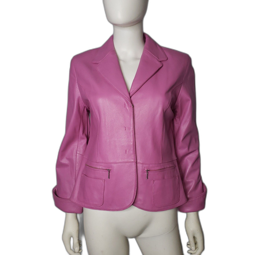 i.e. Petite Pink Leather Jacket Womens Size PL